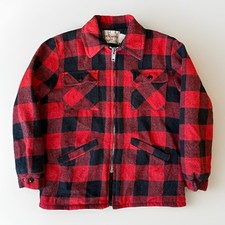 Vintage Weatherguard Shane Jacket M Red 80s Buffalo Plaid Wool Overcoat PNW