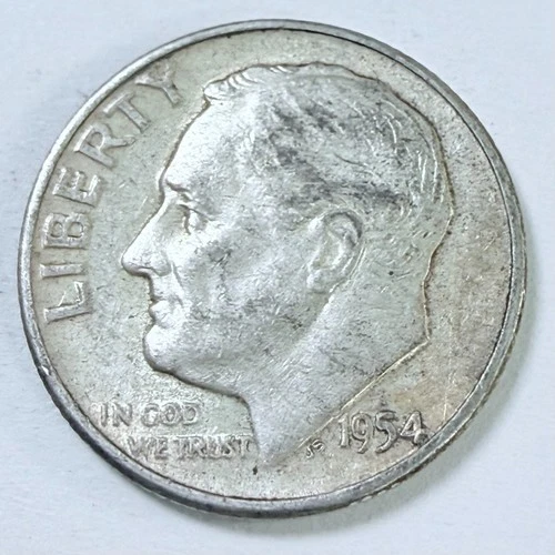 1954 Roosevelt 10c Dime 90% Silver Circulated Coin #7798
