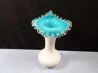 Vintage Fenton Milk Glass Silver Jamestown Jack in the Pulpit Vase INV2