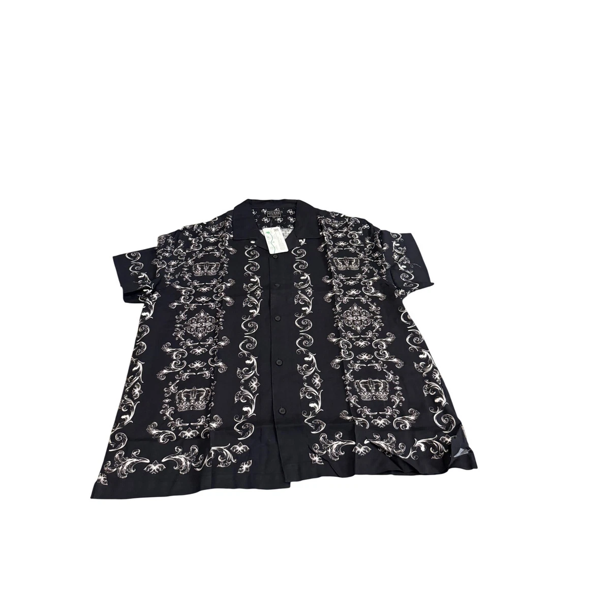 Camisa para hombre GUESS Eco Royal Scroll negra con botones manga larga talla mediana
