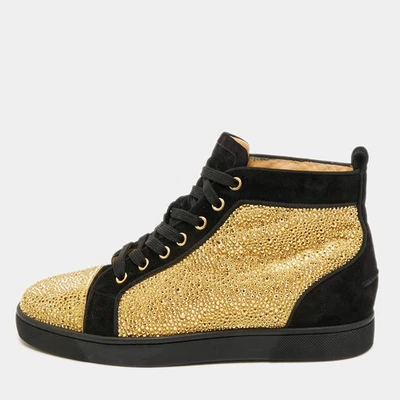 Haut Christian Louboutin Louis taille 40 en daim noir orné de cristal - Photo 1/4