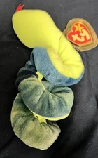Ty Beanie Baby HISSY Snake Blue Green Yellow Retired NWT Mint Condition