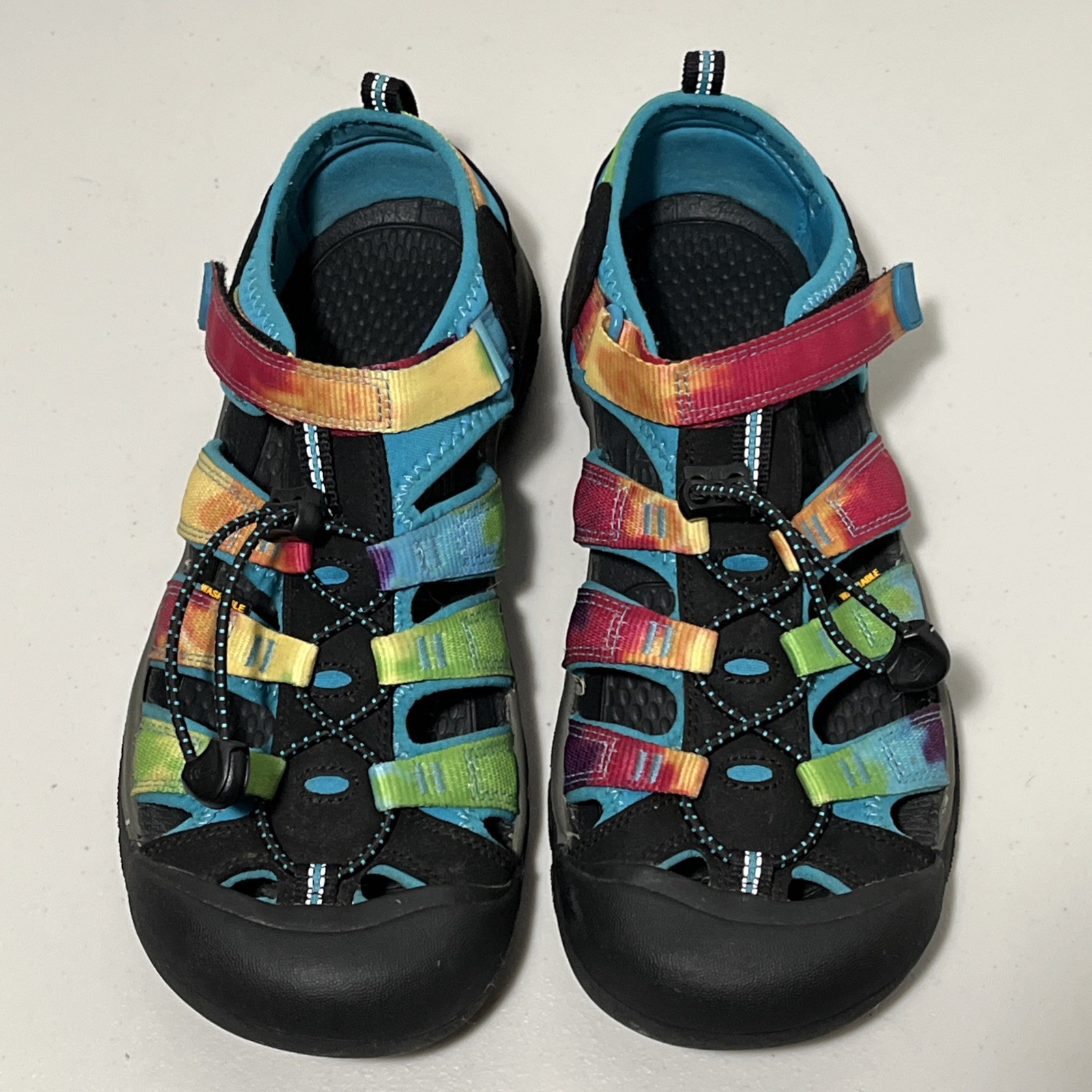 Sandali Keen Newport H2 donna taglia 9 gioventù 7 arcobaleno tie dye scarpe acqua usate in ottime condizioni!