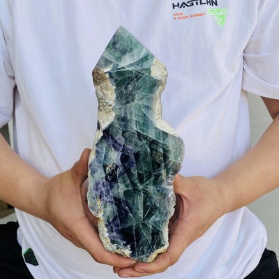 Natural Fluorite Obelisk Quartz Crystal Healing Reiki Wand Tower Point 2300g