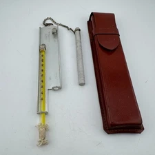 Vintage Wet Bulb Hygrometer Princo Aluminum Sleeve Leather Case