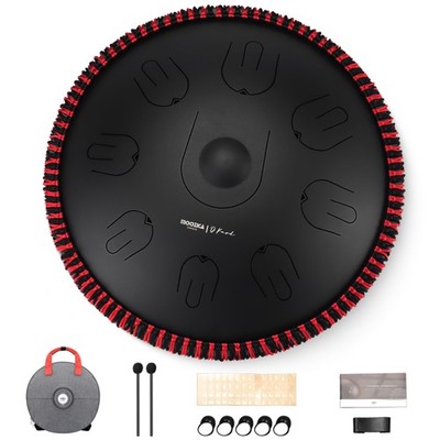 Moozica Steel Handpan Tongue Drum, 14 Inches 17 Notes in D Minor with Black 