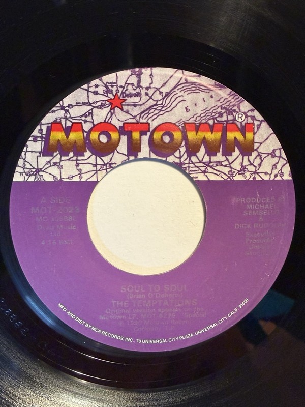 The Temptations “Soul To Soul” Motown 7” 45 VG+