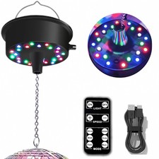 Disco Mirror Ball Motor with Remote   RGBW LED Rotator, 5-10 RPM, Multi-Mode Lig