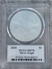2025 Bullion Silver Eagles PCGS MS-70 Silver Eagle Ultra Breaks Label