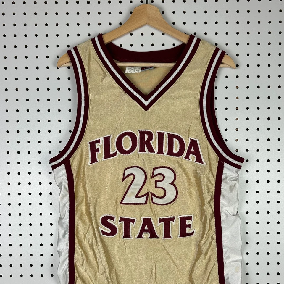 Camiseta de baloncesto del estado de Florida pequeña 40 - Hecha en EE. UU. De colección Granate Dorado #23 Nike Foto 2 de 4