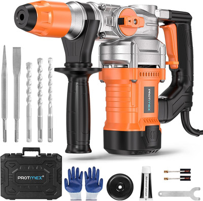 Heavy Duty 1-1/4'' SDS-Plus Rotary Hammer Drill with Vibration Control & Chisels