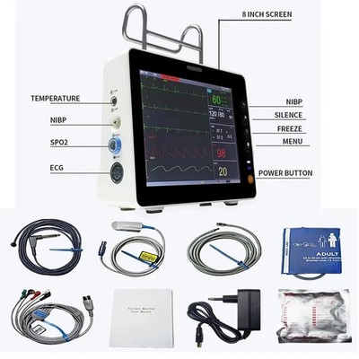 8inch Portable Multi-Parameter Human/Vet Use Patient Monitor Vital Signs Monitor