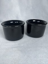 Qty 2 Fenix Research 3.5" Bowls Black Parrot Bird Pottery Feed/Water Crocks 00
