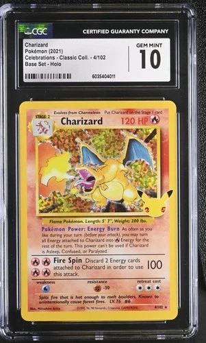 Charizard 4/102 Celebrations Classic Holo Pokemon CGC 10 Gem Mint *011