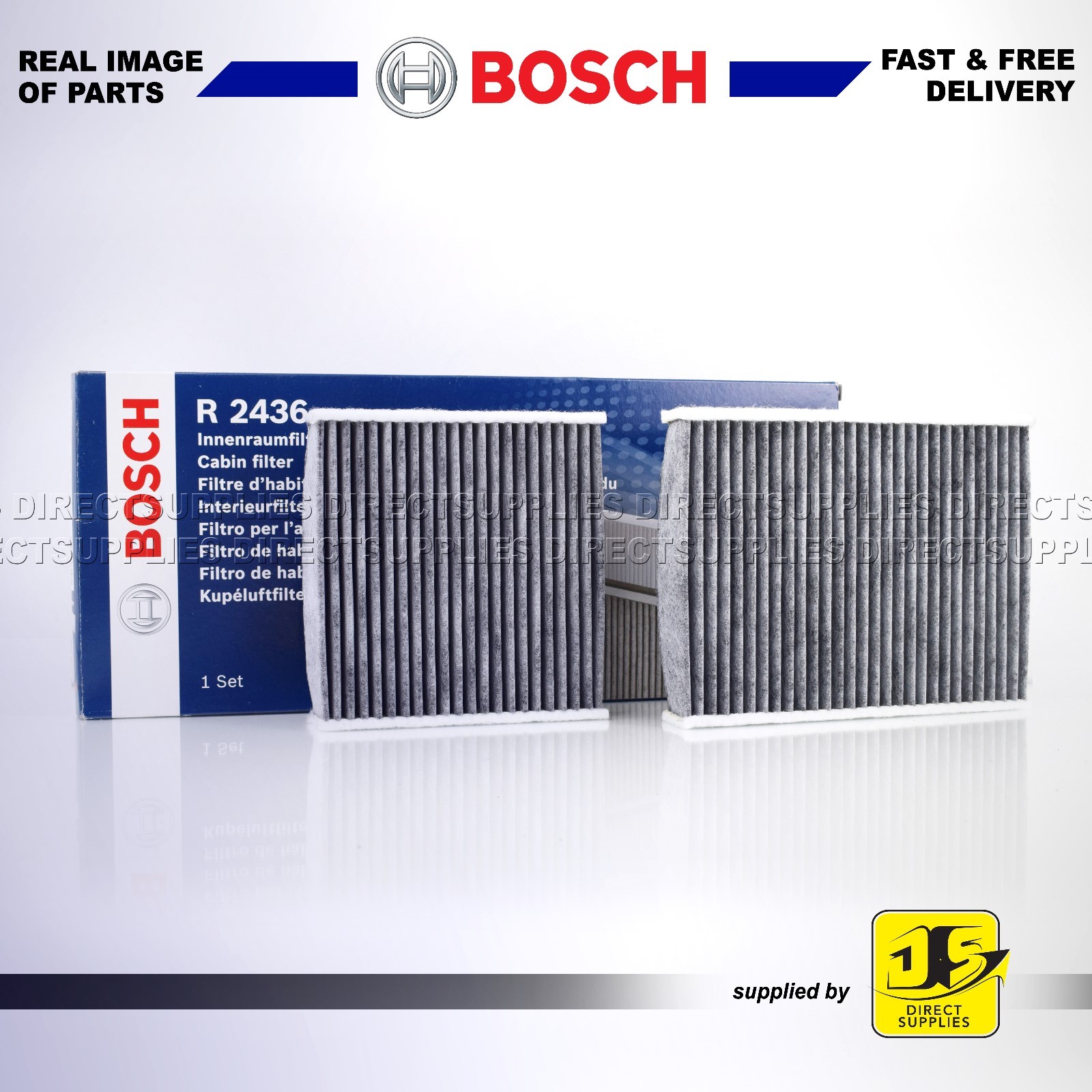 R2436 CITROEN C3 C4 DS3 DS PEUGEOT 2008 207 208 BOSCH POLLEN CABIN FILTER CARBON
