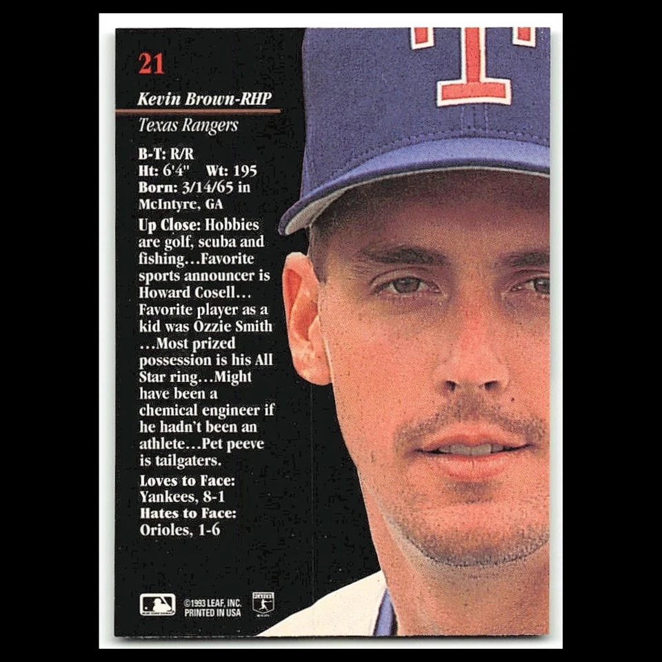 Kevin Brown #21 1993 Studio Texas Rangers Baseball Card MLB NM - Image 2 of 3