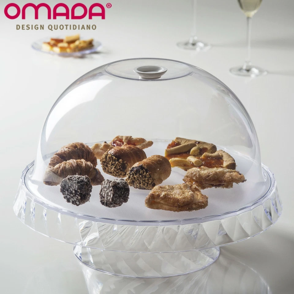 Alzata e Vassoio Porta Dolci, Torte e Frutta, 36 cm, Campana Trasparente, Omada - Immagine 3 di 4