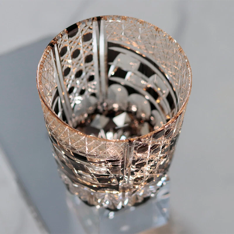 Antiguo vaso Edo Kiriko corte a mano cristal whisky bourbon escocés Foto 4 de 4