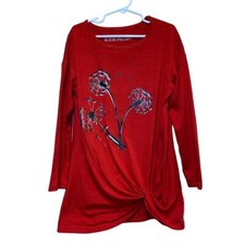 Hand Printed Upcycled Girls Large Dandelion Cotton Blend Long Sleeve Dress Tunic