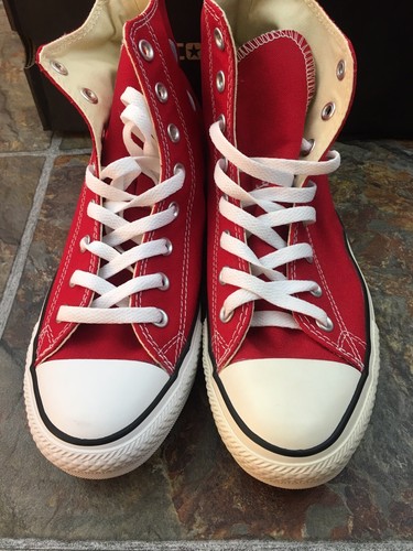 Converse Chuck Taylor All Star High Top Red Shoes Sneakers NOS Men's Sz 8 10 11 - Picture 2 of 7