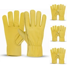 Riparo 3-Pack Leather Work Gloves Men, Heavy Duty Leather Gloves