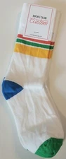Google SOCK Club White Multi-Colored Stripes Rainbow Soft Cotton Socks ChromeOs