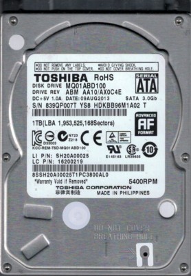 MQ01ABD100 ABM AA10/AX0C4E PHILIPPINES Toshiba 1TB