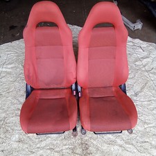 Toyota MR2 Roadster Mk3 1999-2007 PAIR Front Red Fabric Style Tombstone Seats