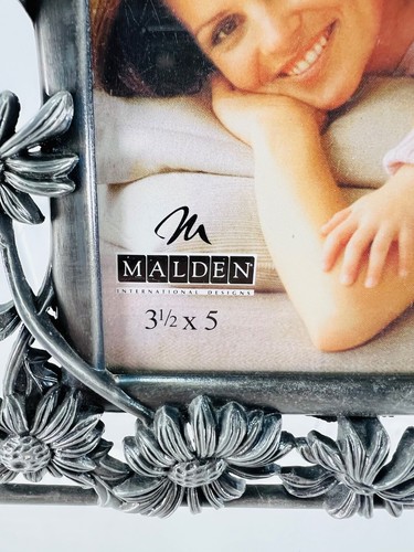 Malden International Designs Pewter Ornate Daisy Flowers Picture Frame 3.5 x 5 - Picture 2 of 8