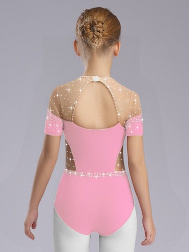 Kinder Mädchen Tanzkleidung Sportliche Bodysuit Rhythmisch Leotard Sheer Mesh - Bild 72 von 75