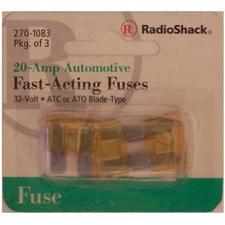 RadioShack Fast-Acting 20A 32V ATC ATO Automotive Blade Fuses 20-Amp 32Volt 3/PK
