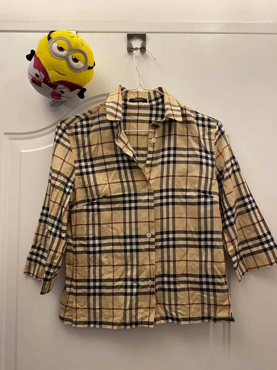 Burberry Cotton Logo Nova Check Button Up Shirt Beige