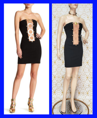 VERSUS VERSACE+ ANTHONY VACCARELLO BLACK DRESS W/ EMBELLISHED PLEXIGLASS 44 - 10