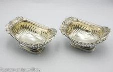 Impressive large Georgian solid silver salt bowls Solomon Hougham vine leaf 1816