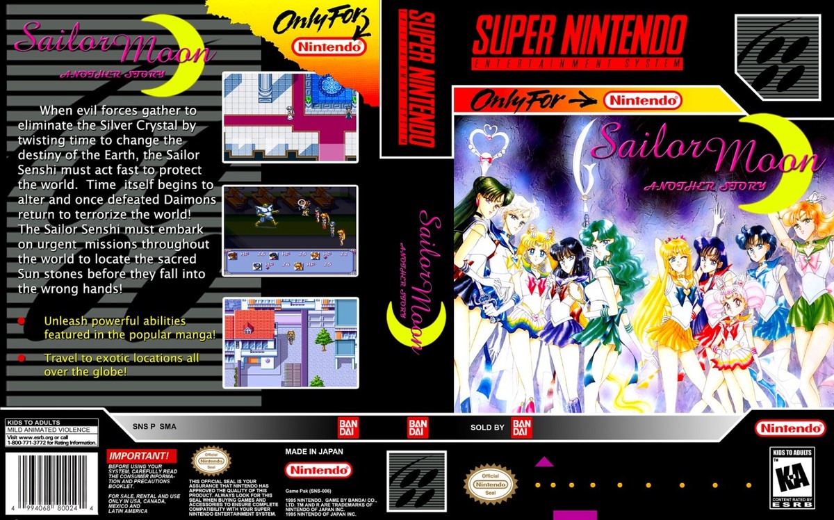 Sailor Moon Another Story SNES Game Case Box Cover Art Work Only