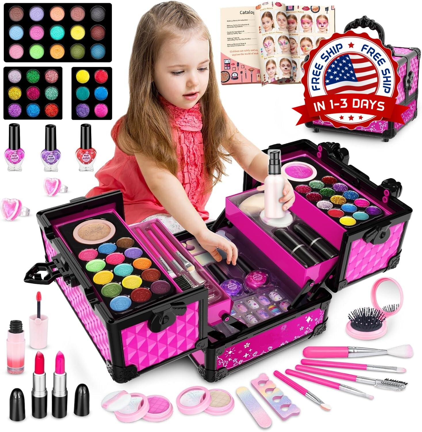 Kit de Maquillaje Para Niños de 59 Piezas Para Niña Juguetes de Princesa NEW US