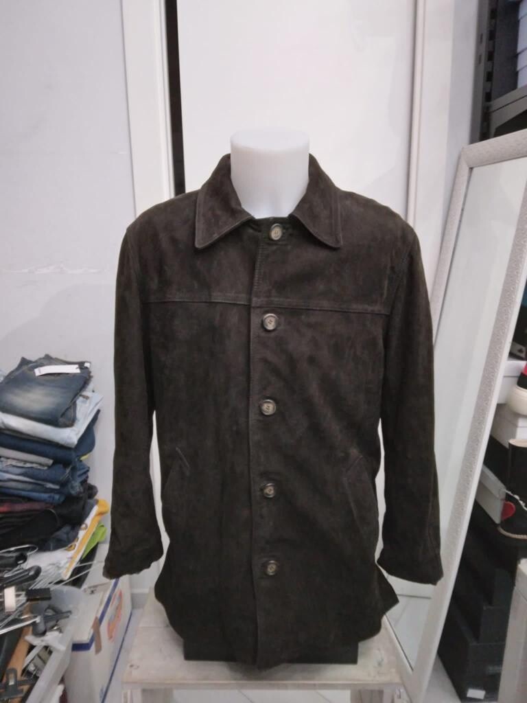 Real Leather Jacket Used Man Size L Dark Brown XYC445L