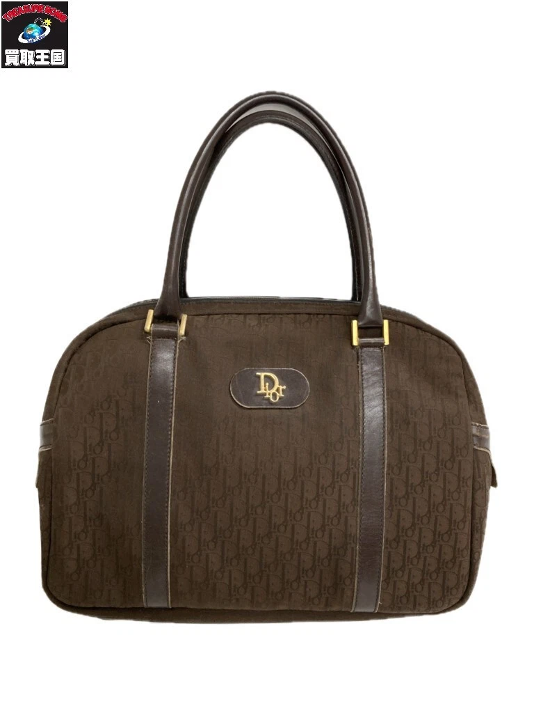 Mini sac Christian Dior Trotter Boston marron logo doré femme homme authentique