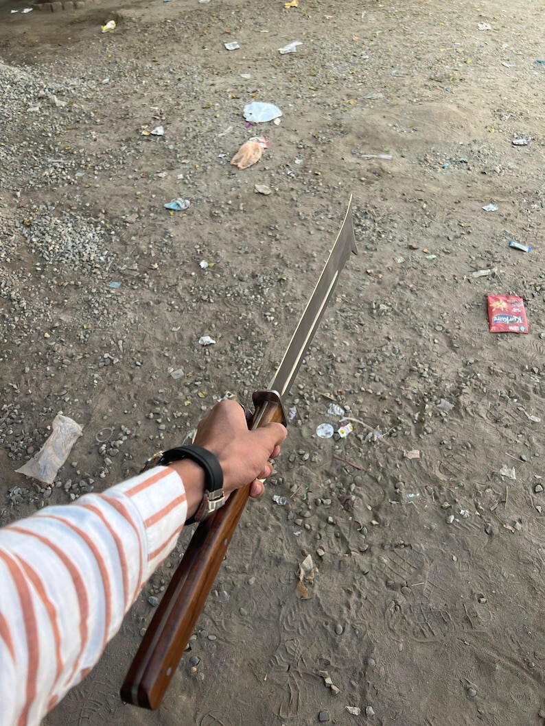 Custom Handmade Carbon Steel Blade Tactical Machete Sword| Hunting Sword Camping