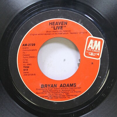Rock 45 Bryan Adams - Heaven / Heaven (Live) On A&M