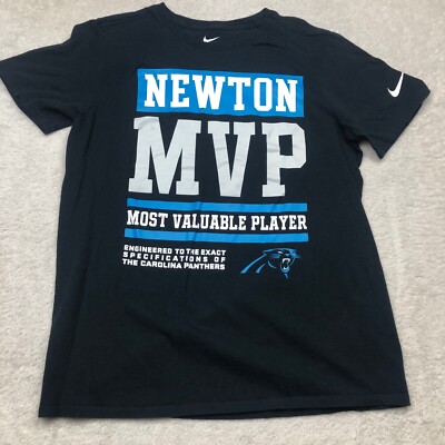 Nike Cam Newton Shirt Mens Medium Black Blue MVP Short Sleeve Athletic Cut