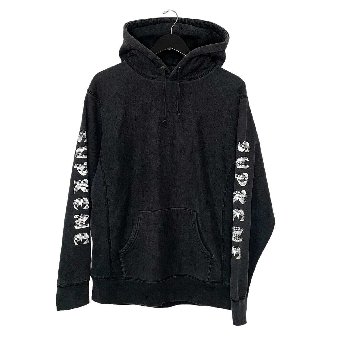 Supreme Gradient Sleeve Logo Hoodie Size L Black FW18 | eBay 