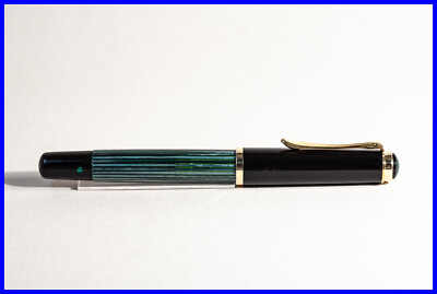 um 1950s PELIKAN 400 in Grün getreift, Schwarz & Gold mit OB 14c