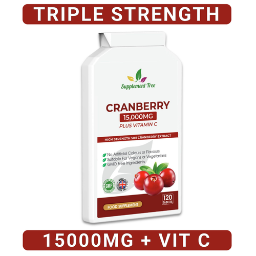 Triple Strength Cranberry 15,000mg Plus Vitamin C (120 Tablets) UTI