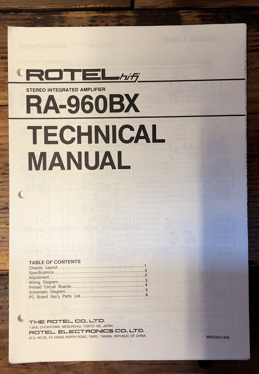 Rotel RA-960BX Amplifier  Service Manual *Original*