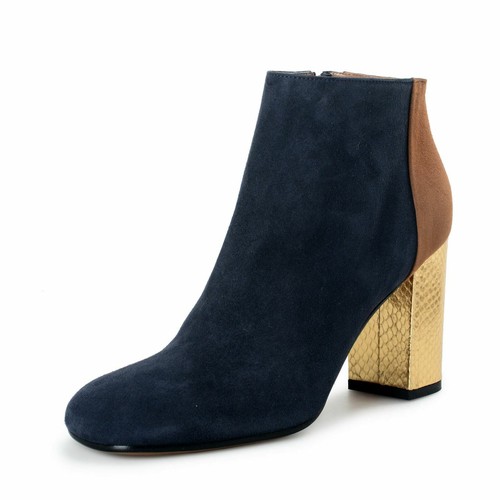 Marni Mujer ante Azul Cuero Botines Tacón Zapatos Talla 9 10 11 | eBay