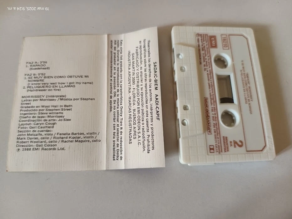Morrissey Suedehead Rare Cassette Single Argentina Pressing MINT Cond The Smiths - Image 3 of 3