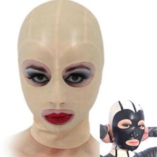 Latex Hood with Back zipper Rubber Mask for Cosplay Catsuit Fetish Clubwear BDSM