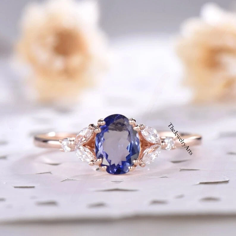 Tanzanite Wedding Ring Natural Blue Tanzanite AAA + Quality Ring, Women Ring - Image 3 of 4