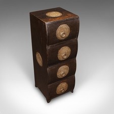 Vintage Barber's Chest of Drawers, Turkish Pine Bombe Front Cabinet, Mid Century